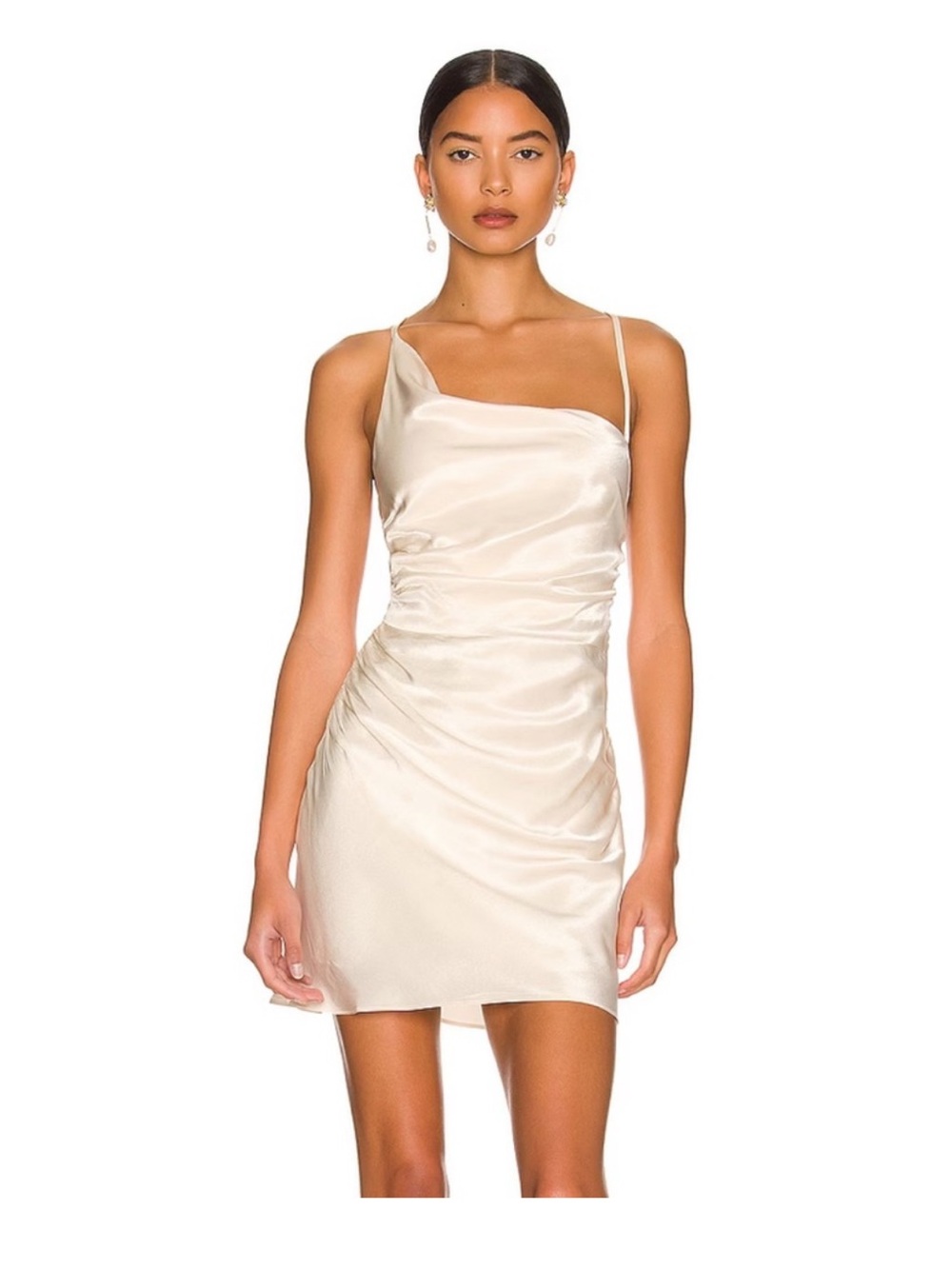 NWT La Lune Asymmetrical Bias Cowl Mini Dress in Cream Shona Joy